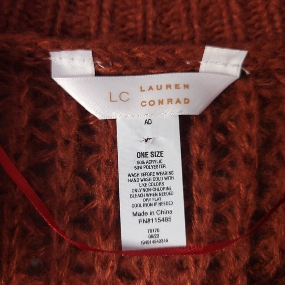Lauren Conrad Womens Poncho Sweater Cardigan Chunky Open Knit Cowl Neck One Size - Picture 6 of 8